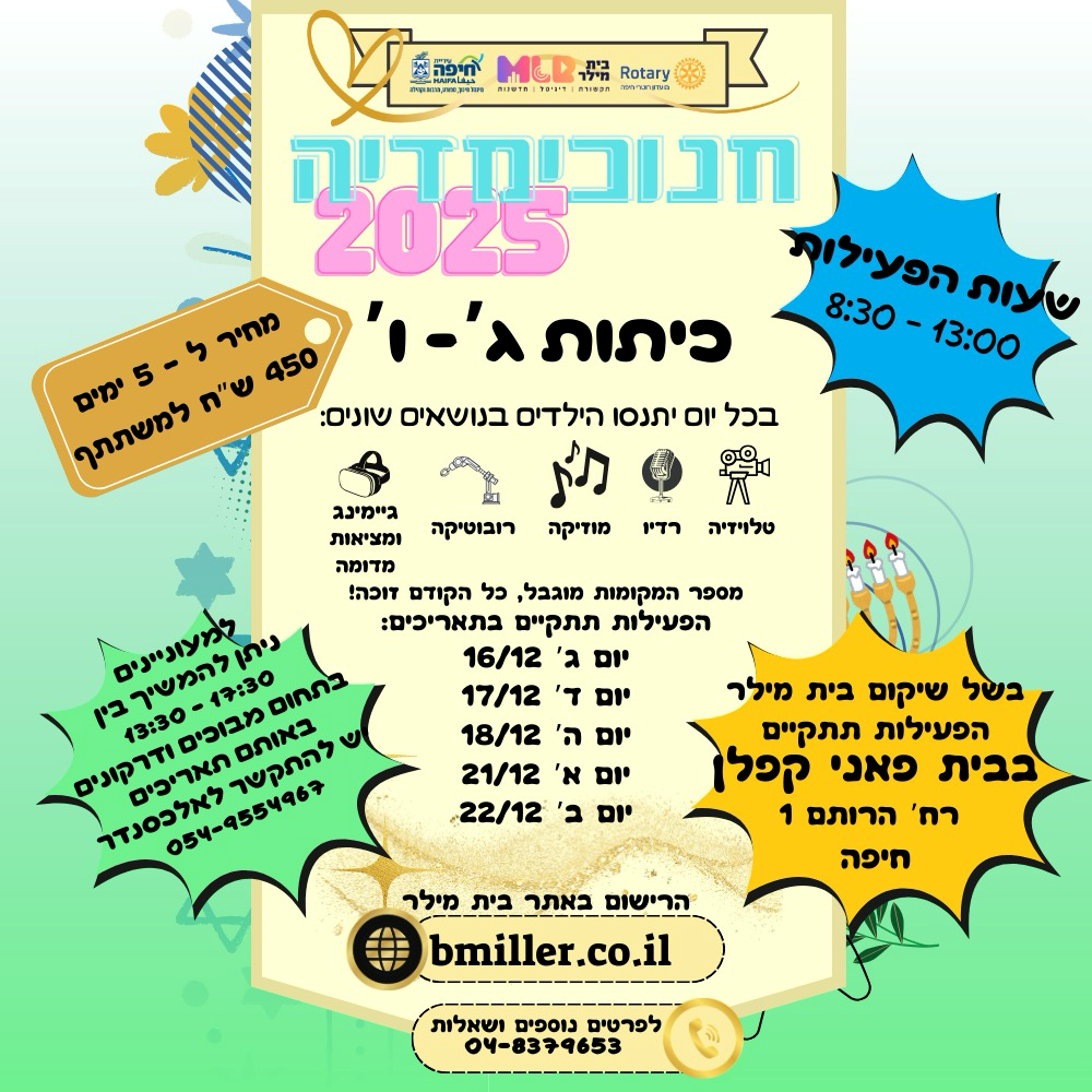 בית מילר -חנוכימדיה מפגש בודד תשפ"ו