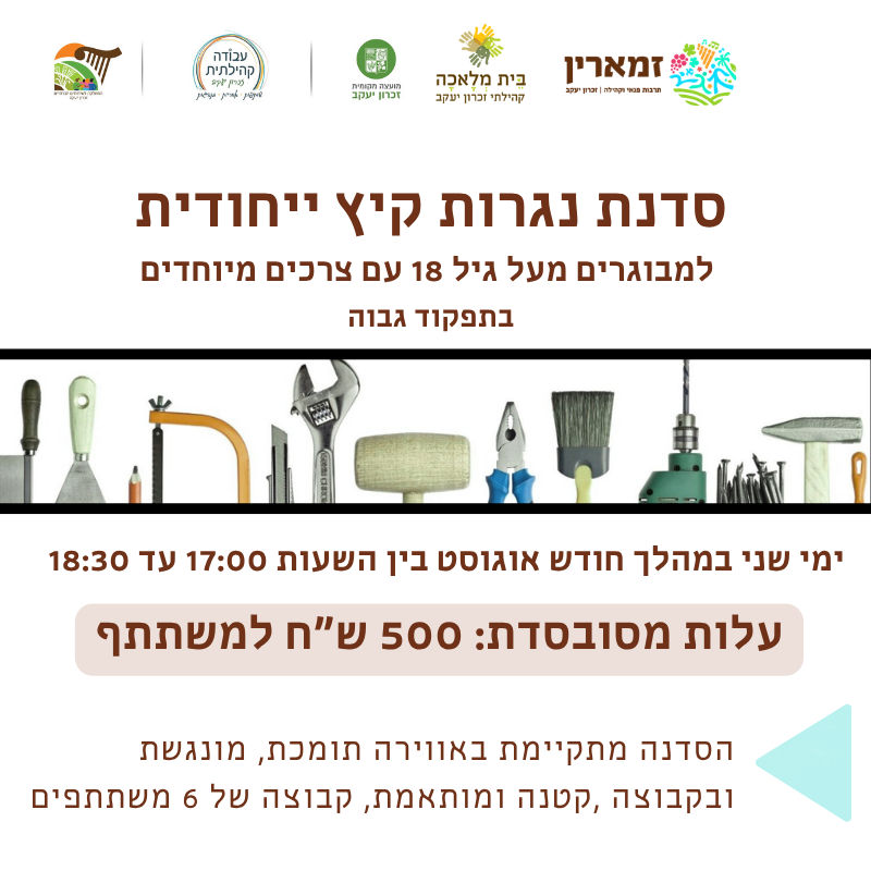 סדנת נגרות קיץ יחודית
