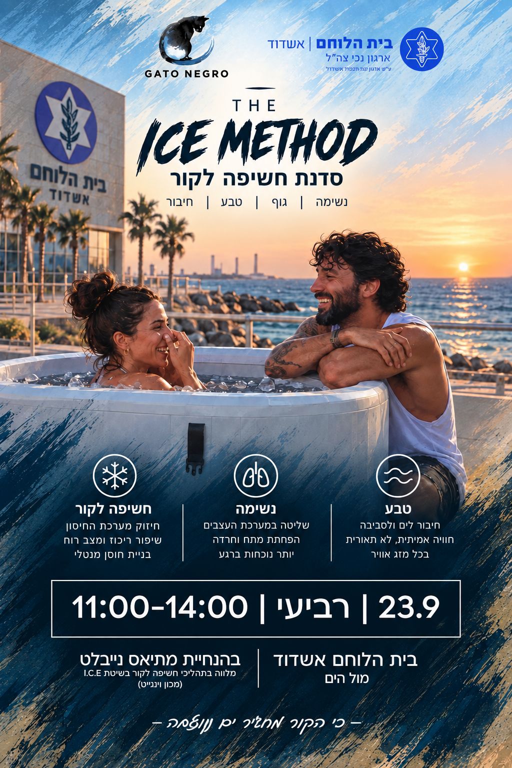 סדנת נשימות וטבילה באמבטיית קרח 23.9 לצעירים עד גיל 45