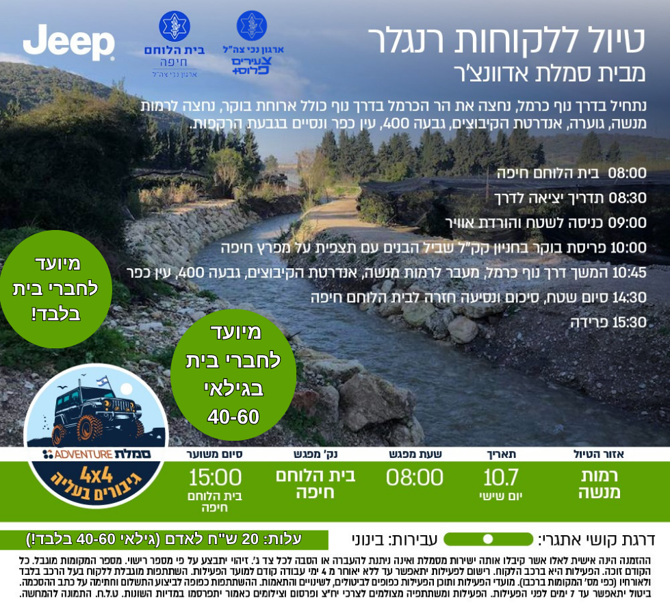 צעירים וצעירים פלוס: טיול ג'יפים בשיתוף סמלת